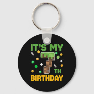 Chaveiro Aniversário É meu 7 Aniversário Gamer Pixel Numb