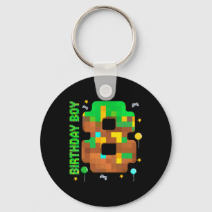 Chaveiro Aniversário Engraçado de 8 anos Jogo Pixel Menino 