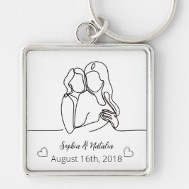 Chaveiro Aniversário lésbico Arte Personalizada de Linha Le