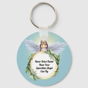 Chaveiro Anjo de cão Sheltie nunca dirige mais rápido que