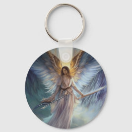 Chaveiro Anjo De Proteção Em Aquarela Azul Claro
