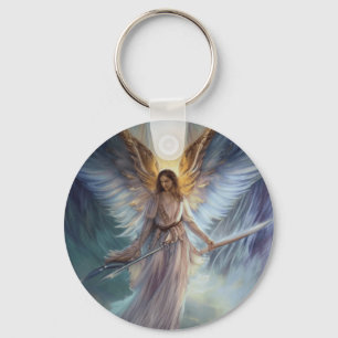 Chaveiro Anjo De Proteção Em Aquarela Azul Claro