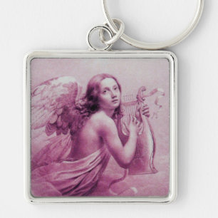 Chaveiro ANJO que JOGA LYRA SOBRE o rosa das NUVENS