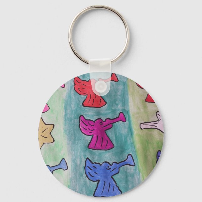 Chaveiro Anjos de Natal com trompetes (Frente)