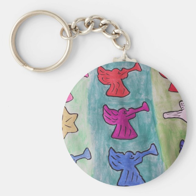 Chaveiro Anjos de Natal com trompetes (Frente)