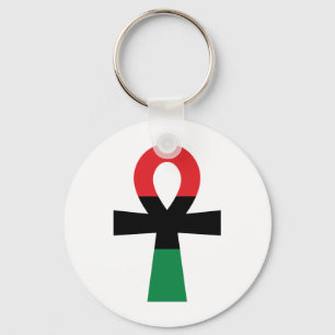 Chaveiro Ankh vermelho, preto & verde