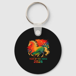 Chaveiro Ano 2026 do Cavalo Arte Vibrante do Zodíaco Florid