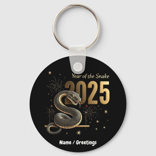 Chaveiro Ano do Cobra 2025 - Zodiac Chinês Personalizável (Frente)