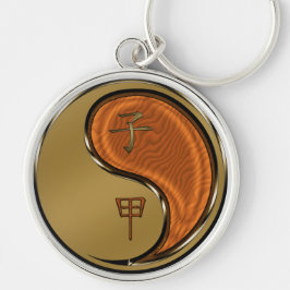 Chaveiro Ano do rato de madeira