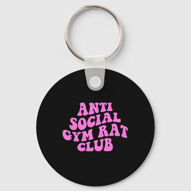 Chaveiro Anti Social Gym Rat Club Funny Gym Fitness Bodybui (Frente)