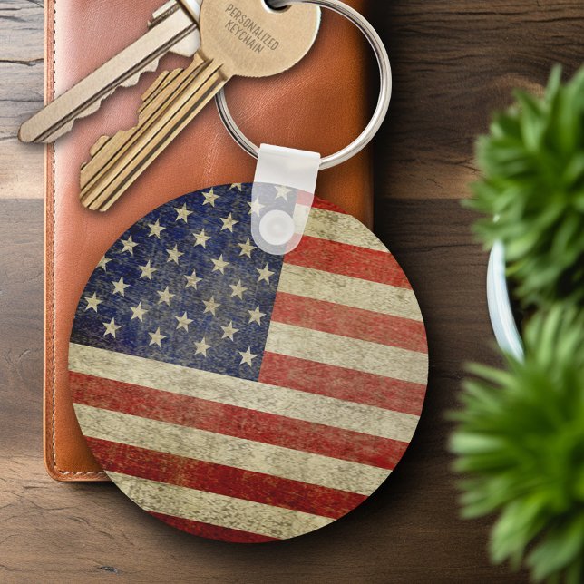 Chaveiro Antiga bandeira americana (Personalized Keychain - Vintage American Flag)