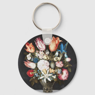 Chaveiro Antigo Bosschaert Tulipas e Rosas Holandeses Arte