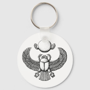 Chaveiro Antigo Egípcio Scarab Negro e Branco