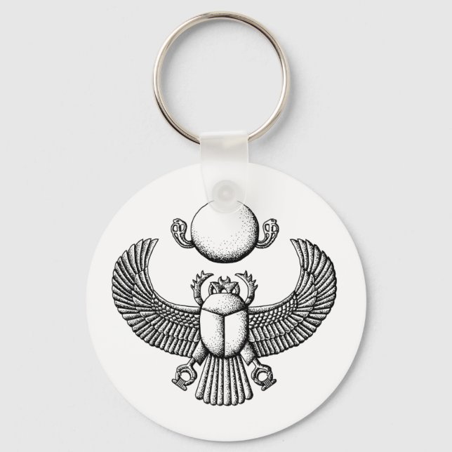 Chaveiro Antigo Egípcio Scarab Negro e Branco (Frente)