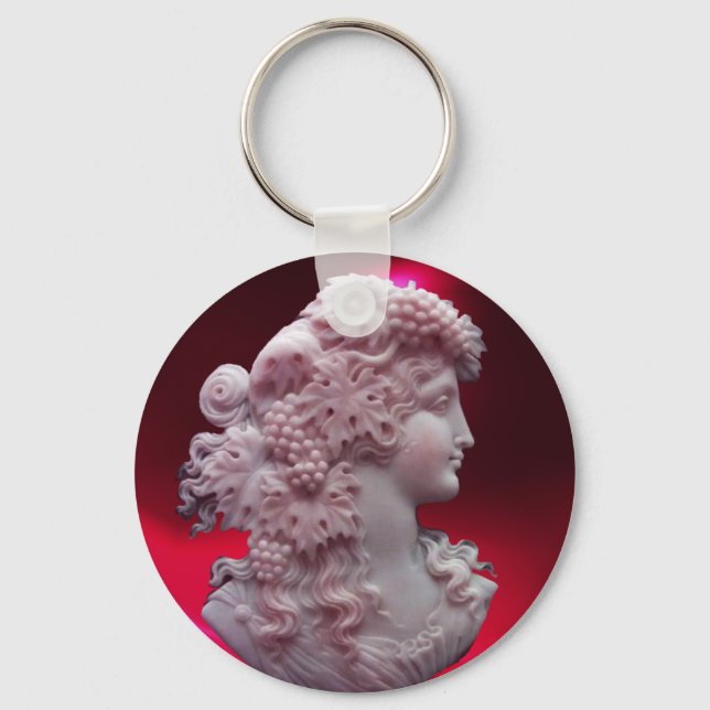 CHAVEIRO ANTIQUE CAMEO, SENHORA COM UVAS E GRÁVINAS (Frente)