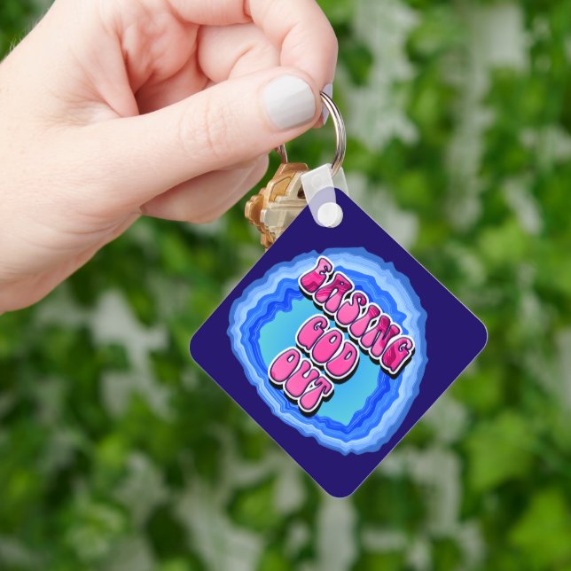 Chaveiro Apagando o Slogan Geode de DEUS com uma Prece PERS (Mão)