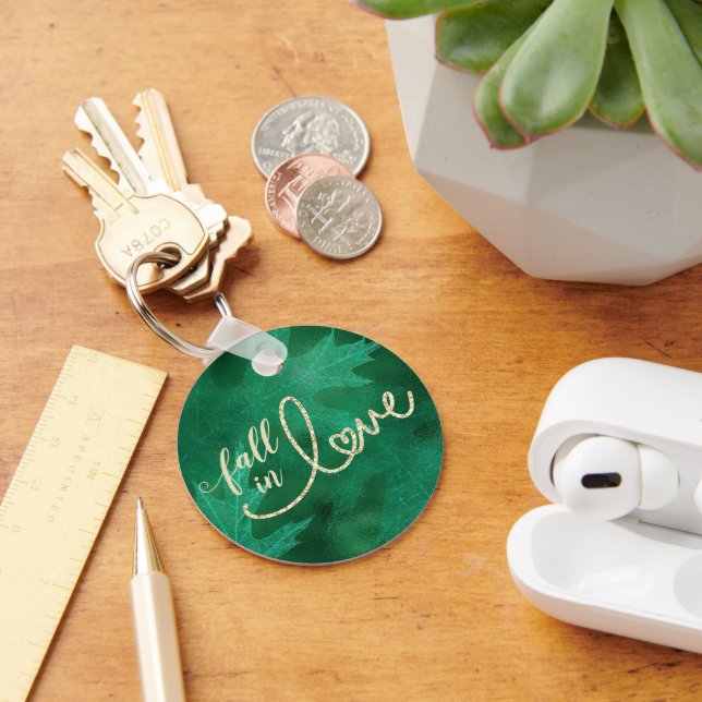Chaveiro Apaixonado pelo outono | Emerald Green e Dourado (Mesa)