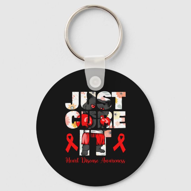 Chaveiro Apenas Cure Doenças Cardíacas Gato Preto Boxe Com  (Frente)