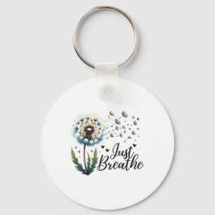 Chaveiro Apenas Respire Camiseta Dente-de-leão Citação Posi