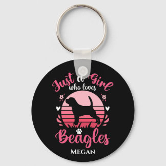 Chaveiro Apenas uma garota que ama beagles personalizada