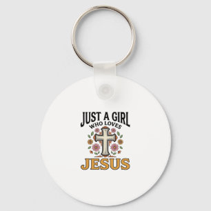 Chaveiro Apenas uma Garota que Ama Jesus Camisa de Cruz Flo