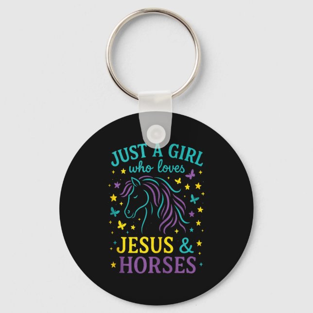 Chaveiro Apenas Uma Garota Que Ama Jesus & Cavalos - Cristã (Frente)