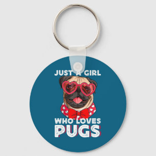 Chaveiro Apenas Uma Garota Que Ama Pugs Adorável Amante De 