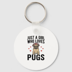 Chaveiro Apenas Uma Garota Que Ama Pugs Camisa Vintage de C