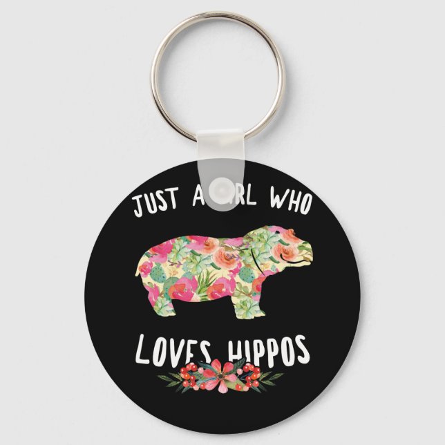 Chaveiro Apenas Uma Menina Que Ama Hippos Floral Hippopotam (Frente)