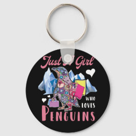 Chaveiro Apenas Uma Menina Que Ama Pinguins Floral