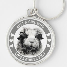 Chaveiro Apenas Uma Menina Que Ama Suínos Guiné (Monocromo)