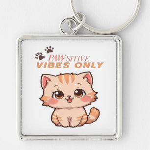 Chaveiro Apenas Víblias Pawsitivas - Design de Gato Kawaii 