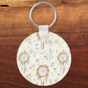 Chaveiro Apoiadores de Sonhos com Penas Boho Creme
