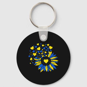 Chaveiro Apoiar Ucrânia Girassol Bandeira Ucraniana Coração