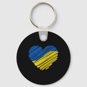 Chaveiro Apoie a Ucrânia Coração Bandeira da Ucrânia 