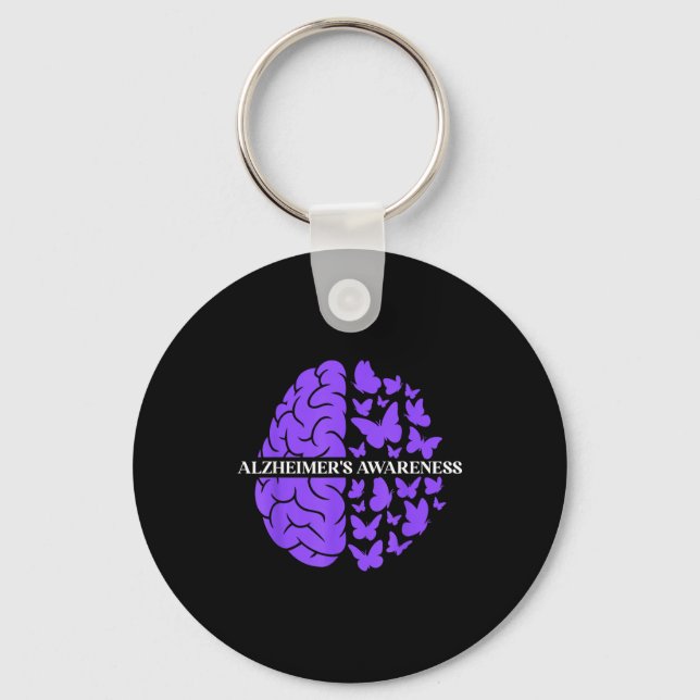 Chaveiro apoio à conscientização sobre Alzheimer cérebro ro (Frente)