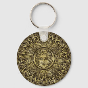 Chaveiro Apollo Sun - Símbolo de Deus - Textura de Ouro