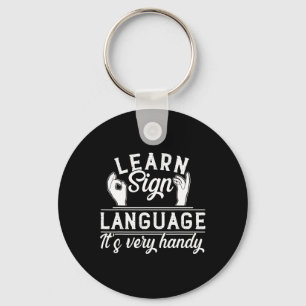 Chaveiro Aprender a Linguagem de Sinais Professores ASL Sen