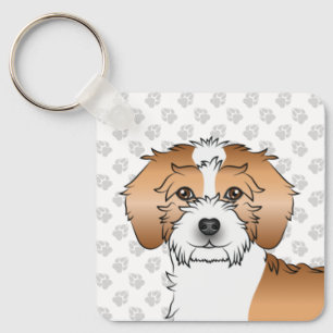 Chaveiro Apricot Particolore Mini Goldendoodle Cachorro e N