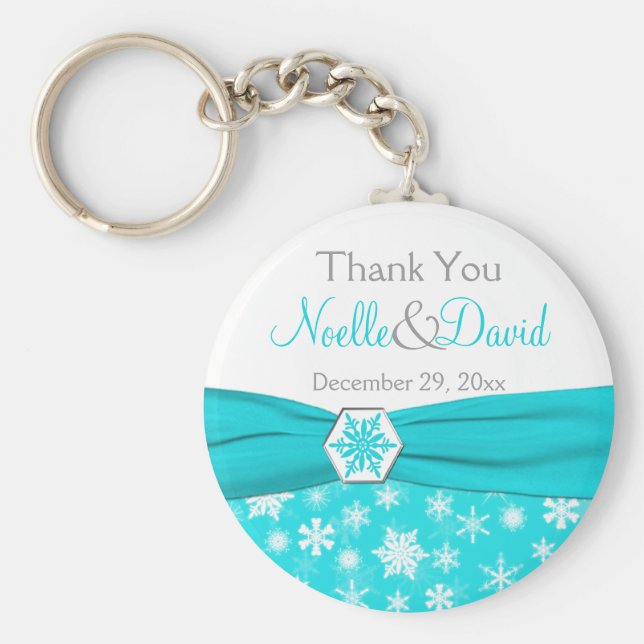 Chaveiro Aqua, Branco, Floco de Neve Cinza Obrigado Cadeia- (Frente)