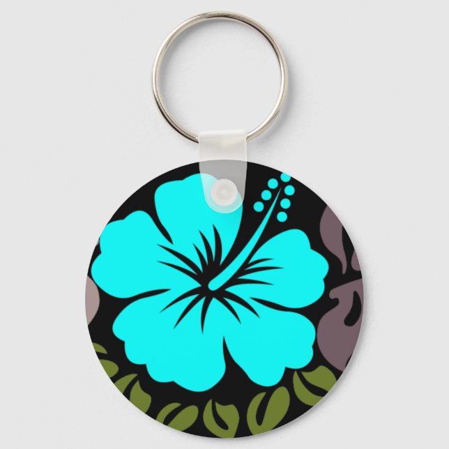 Chaveiro Aqua Hibiscus e Folhas (Frente)