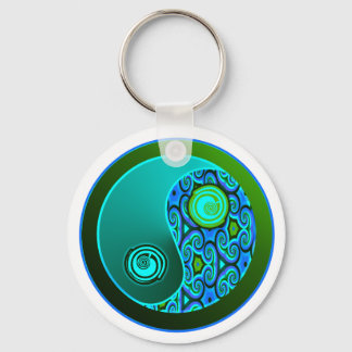 Chaveiro Aqua Swirls Yin Yang