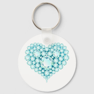 Chaveiro Aquamarine Heart Gems