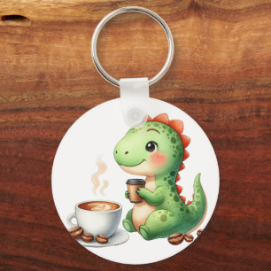 Chaveiro aquarela Café bebendo de Dinossauro Cinto T Rex