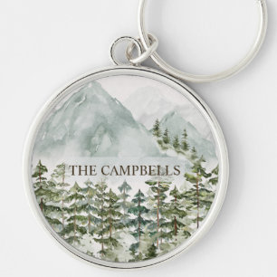 Chaveiro Aquarela da Natureza Florestal e Montanhosa
