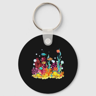 Chaveiro Aquarela Recife de Coral Com Peixes, Lindo Mundo S