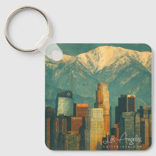 Chaveiro Aquarela Vintage de Los Angeles   Califórnia Retrô