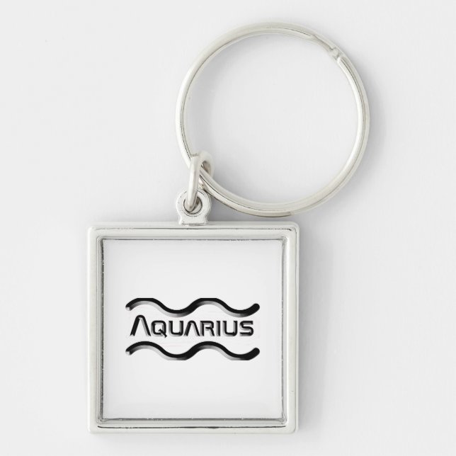 Chaveiro AQUARIUS, Design abstrato do Sinal Zodíaco, (Frente)