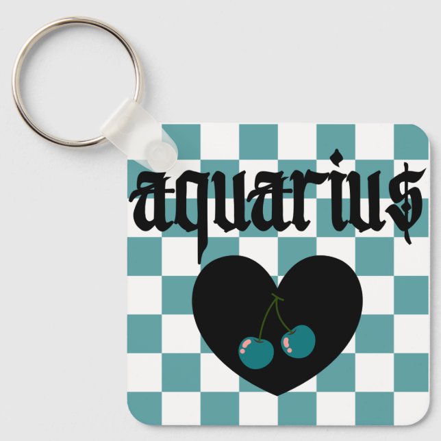 Chaveiro Aquarius Gothic Aestético Checkherry Design (Frente)
