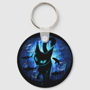 Chaveiro Aquático - Gato Surreal na Fantasia do Oceano Pro